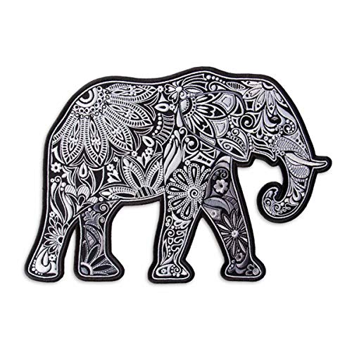 Gemusterter Elefant bestickter Aufnäher zum Aufbügeln (30 cm x 21 cm, auf die rechte Seite gedreht) von martytradingofficial