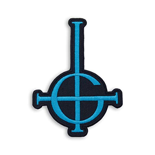 Ghost Band Grucifix blaues Kreuz Symbol Patch Rock Heavy Metal Emblem bestickt Patch zum Aufbügeln, 8,9 x 12,4 cm von martytradingofficial