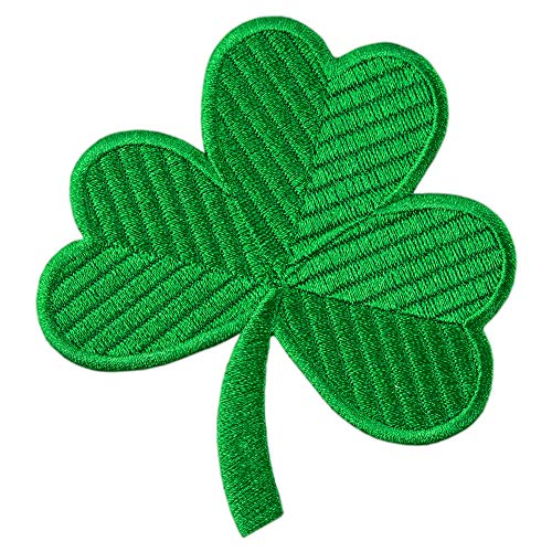 Green Clover Patch - Embroidered Lucky Saint Patrick's Day Emblem - Irish Shamrock Iron On Patches - Size:9.1 cm x 9.9 cm von martytradingofficial