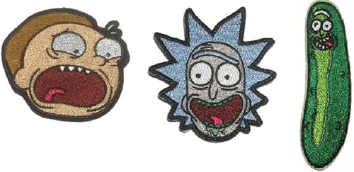 Rick and Morty TV Series Embroidered Set of 3 Iron on Patches Aufnäher Besticktes Patch zum Aufbügeln Applique Souvenir Zubehör von martytradingofficial