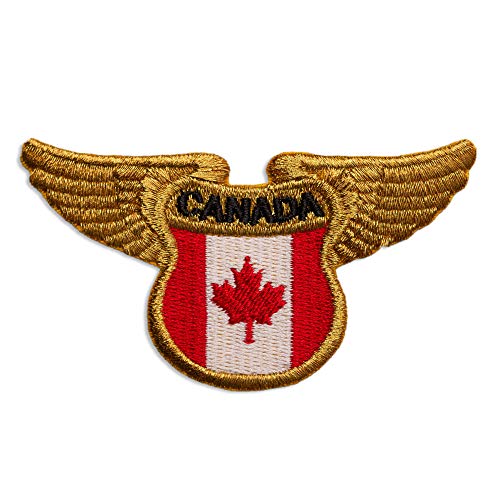 The Flag of Canada with Golden Wings, Embroidered Patch, National Ensign, Iron on (9.65 cm x 5.33 cm) von martytradingofficial