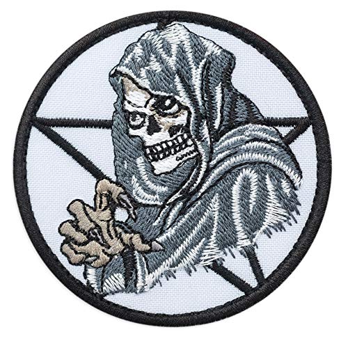 Todesschädel Totenskelett Symbol Zeichen bestickt Patch zum Aufbügeln (7,62 cm x 7,62 cm) von martytradingofficial