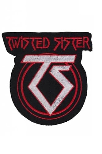 martytradingofficial Twisted Sister Silber Ts Aufnäher Besticktes Patch zum Aufbügeln Applique - 10cm - Schwarz - Rock Band Logo - Wandern von martytradingofficial