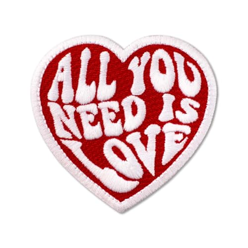 You Need Love Patch, roter Hintergrund, klassisches Rockalbum, bestickter Aufnäher zum Aufbügeln mit Merrow-Bordüre, perfekt für Musikliebhaber, 7,6 x 7,1 cm von martytradingofficial