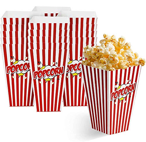 MATANA 50 Große Popcorntüten Retrostyle für Kinderpartys & Filmabende, Kindergeburtstag, Popcornmaschine, Übernachtungen, Kino, Partytüten - 17x9cm - Stabil & Einfach zu Falten von MATANA