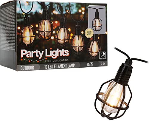 Outdoor Filament Lichterkette - Partybeleuchtung 7,5m 10 Lampen Warmweiß mit Stecker & Timer von matrasa