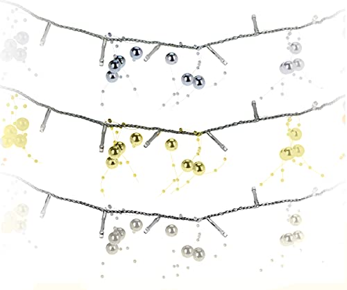 Perlenlichterkette - 20 LED Lichterkette mit Perlen - batteriebetrieben - 130 cm Weiß von matrasa