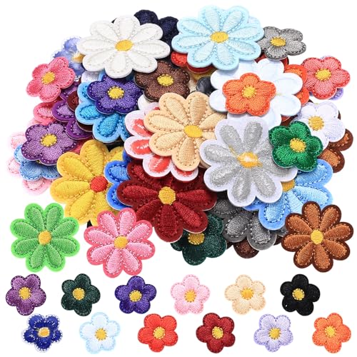 50 Stück Blume Patches zum Aufbügeln, Flicken zum Aufbügeln Kinder Erwachsene, Bügelbilder für Textilien, Bestickte Aufnäher zum Aufbügeln Bügelflicken für Hut Jeans Kleidung Rucksäcke DIY-Zubehör von mauuuba