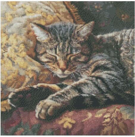 Kreuzstich-Set, Katzen auf dem Sofa, 14 Karat, 150 x 150 Stich, 26 x 26 cm, Baumwolle, Kreuzstich-Set, 6 Stück von max stitch design