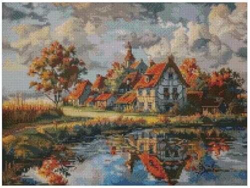 Kreuzstich-Set "A Lakeside House", Baumwolle, 200 x 150 Stiche, Frühlingsfeld-Szene, Kreuzstich-Set von max stitch design