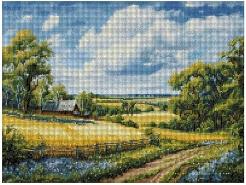 Kreuzstich-Set "A Patch of Field of Spring", Baumwolle, 200 x 150 Stiche, Frühlingsfeld-Szene, Kreuzstich-Set von max stitch design