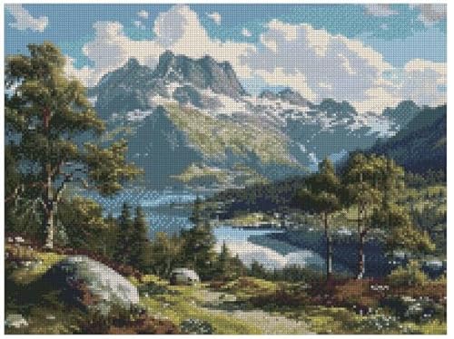 Kreuzstich-Set Frühling in Norwegen, Querformat, 200 x 150 Stiche, 36 x 26 cm, Querformat von max stitch design