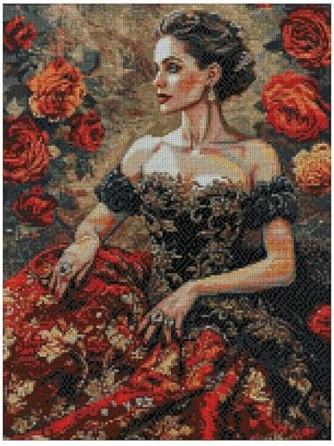 Kreuzstich-Set "Lady in Hat", 14-fädiger Aida-Stoff, 100 % Baumwollgarn, 150 x 200 Stiche, 26 x 36 cm, Kreuzstich-Set aus Baumwolle von max stitch design