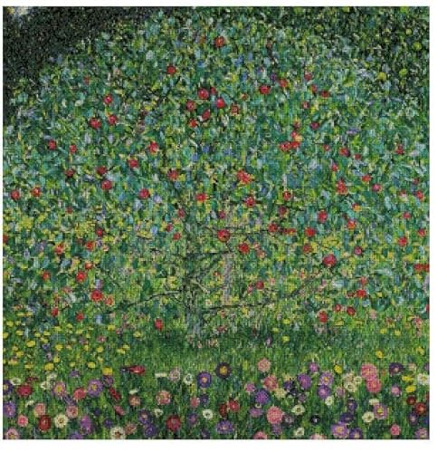 max stitch design Kreuzstich-Set "Apfelbaum von Klimt nach Zählmuster", 100 % Baumwolle, Fadenzahl 14, 300 x 300 Stiche, 54 x 54 cm, Baumwolle von max stitch design