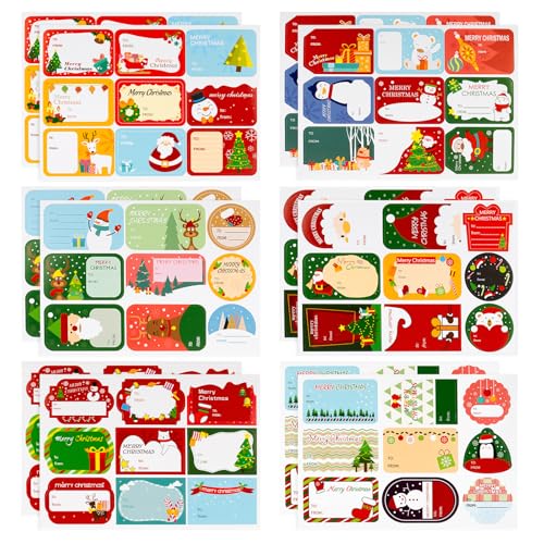 maxtachi 108 Stück Aufkleber Weihnachten, Weihnachten Aufkleber Sticker Weihnachtsaufkleber zum Beschriften, Weihnachten Selbstklebend für Umschlag Geschenktüten Papiertüten Weihnachtskarten von maxtachi