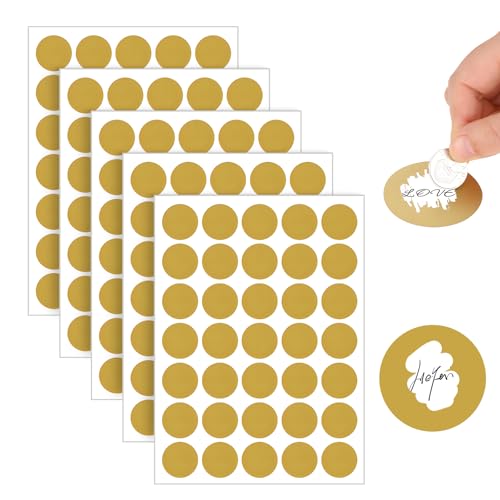 maxtachi 150 Stück 25mm Rubbellose Selber Machen, 5 Blätter Gold Runde Rubbel Etiketten, Selbstklebendes DIY Rubbelsticker für überraschung Postkarten Grußkarten von maxtachi