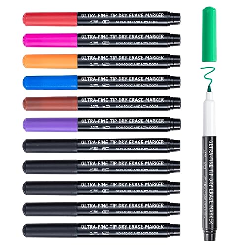 maxtek 0.7mm Whiteboard Marker, 8 Farben Whiteboard Stifte Abwischbare, Abwischbare Stifte mit Ultra Feiner Spitze von maxtek