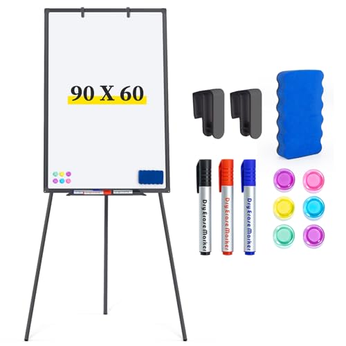 maxtek Staffelei-Whiteboard – Magnetische, tragbare, trocken abwischbare Staffelei, 90 x 60 cm, Stativ, Whiteboard, höhenverstellbar, Flipchart, Staffelei, Ständer, Whiteboard für Büro oder Unterricht von maxtek