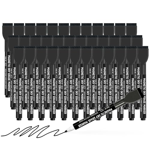maxtek Whiteboard Stifte, 36 stücke-Schwarz Magnetische, Trocken Abwischbare Marker, Whiteboard Marker mit Feiner Spitze, Folienstift Abwischbar Geruchsarmer Erase Marker mit Radiergummi von maxtek