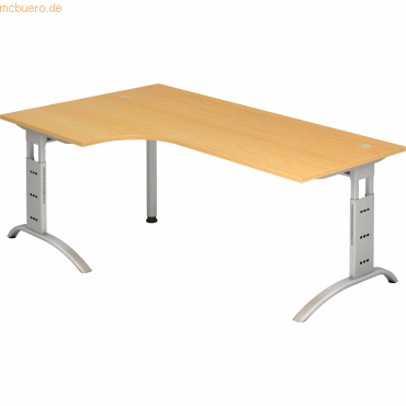 mcbuero.de Schreibtisch 200x120cm höhenverstellbar bis 85cm 90 Grad Bu von mcbuero.de