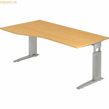 mcbuero.de Schreibtisch C-Fuß 180x100/80cm Buche/Silber mcbuero.de Schreibtisch C-Fuß 180x100/80cm Buche/Silber von mcbuero.de