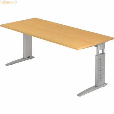 mcbuero.de Schreibtisch C-Fuß 180x80cm Buche/Silber mcbuero.de Schreibtisch C-Fuß 180x80cm Buche/Silber von mcbuero.de