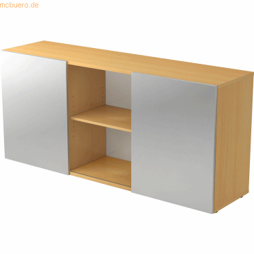 mcbuero.de Sideboard 2 OH BxTXH 160x42x74,8cm Schiebetüren Buche/Silbe von mcbuero.de