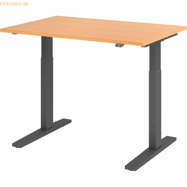 mcbuero.de Sitz-Steh-Schreibtisch elektrisch 120x80cm Buche/Graphit von mcbuero.de