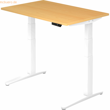 mcbuero.de Sitz-Steh-Schreibtisch elektrisch 120x80cm Buche/Weiß von mcbuero.de