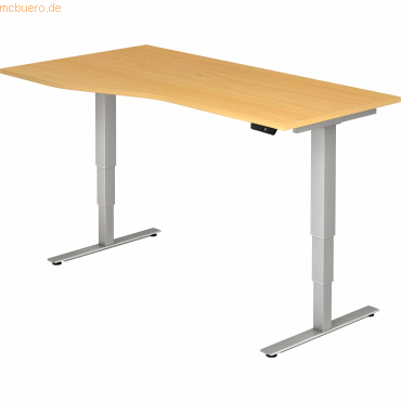 mcbuero.de Sitz-Steh-Schreibtisch elektrisch 180x100/80 -128,5cm Buche von mcbuero.de