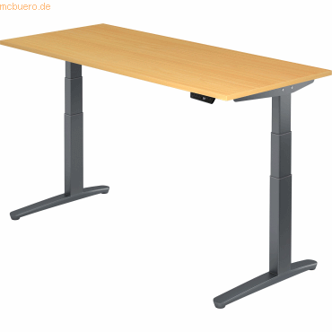 mcbuero.de Sitz-Steh-Schreibtisch elektrisch 180x80cm Buche/Graphit von mcbuero.de