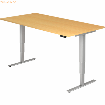 mcbuero.de Sitz-Steh-Schreibtisch elektrisch 200x100 -128,5cm Buche/Si von mcbuero.de