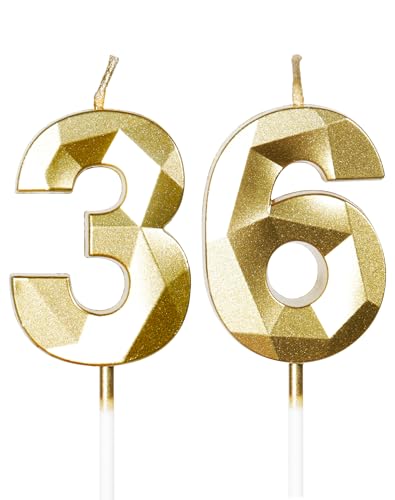 Gold Kerzen zum 36th Geburtstag, 3D Gold Zahl 36 Kerze für Kuchen, Frauen Männer 36th Geburtstag Dekorationen, Gold Kuchendekorationen, Gold Kerze Kuchen für Geburtstagsfeier Hochzeitstag Gold Kerzen zum 36th Geburtstag, 3D Gold Zahl 36 Kerze für Kuchen, Frauen Männer 36th Geburtstag Dekorationen, Gold Kuchendekorationen, Gold Kerze Kuchen für Geburtstagsfeier Hochzeitstag von mciskin