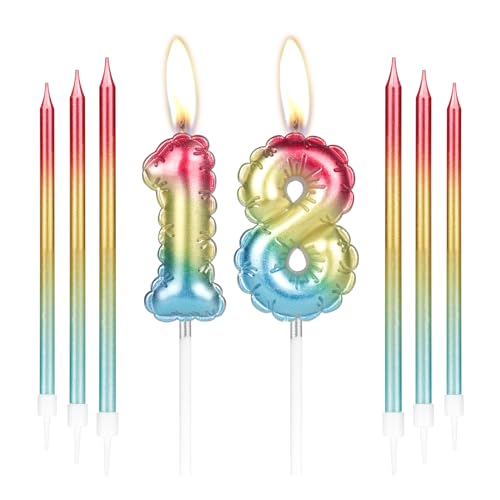 Regenbogen Geburtstagskerzen, bunte Zahl 18 Kerzen für Kuchen, Junge Mädchen 18th Geburtstag Dekorationen, Metall Regenbogen lange Kerzen, Regenbogen Kerzen Kuchen Topper für Geburtstagsparty Dekora Regenbogen Geburtstagskerzen, bunte Zahl 18 Kerzen für Kuchen, Junge Mädchen 18th Geburtstag Dekorationen, Metall Regenbogen lange Kerzen, Regenbogen Kerzen Kuchen Topper für Geburtstagsparty Dekora von mciskin