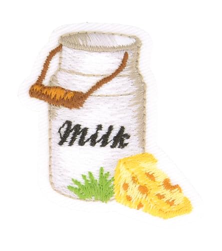 MDC Aufnäher zum Aufbügeln, Motiv: Bauernhof, Milch, 4,5 cm x 4 cm von mdc