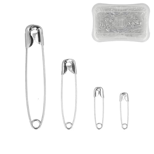 Sicherheitsnadeln, Sicherheit Pins, 100 Stück Silber Haltbar Sicherheitsnadeln, 4 Größen Sicherheitsnadeln für Kleidung, DIY Sicherheitsnadeln, Basteln Nähen Säumen Craft, Rostbeständig von mdc