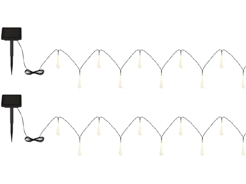 meineWunschleuchte 2er Set Solarbetriebene Outdoor Lichterkette mit 20 Tropfen, Länge 2,8 Meter von meineWunschleuchte