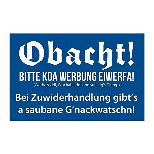 Briefkastenaufkleber "Obacht! Koa Werbung." von meinherzschlag.de