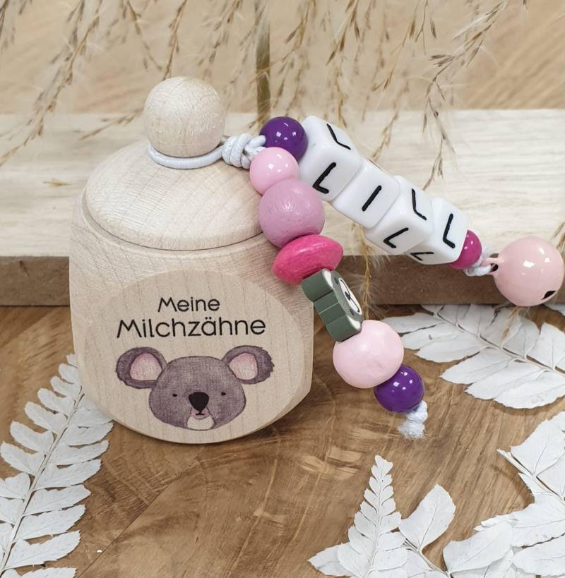 Zahndose Aus Holz Koala - Personalisiert Zur Aufbewahrung Der Milchzähne von meinkerzenshop