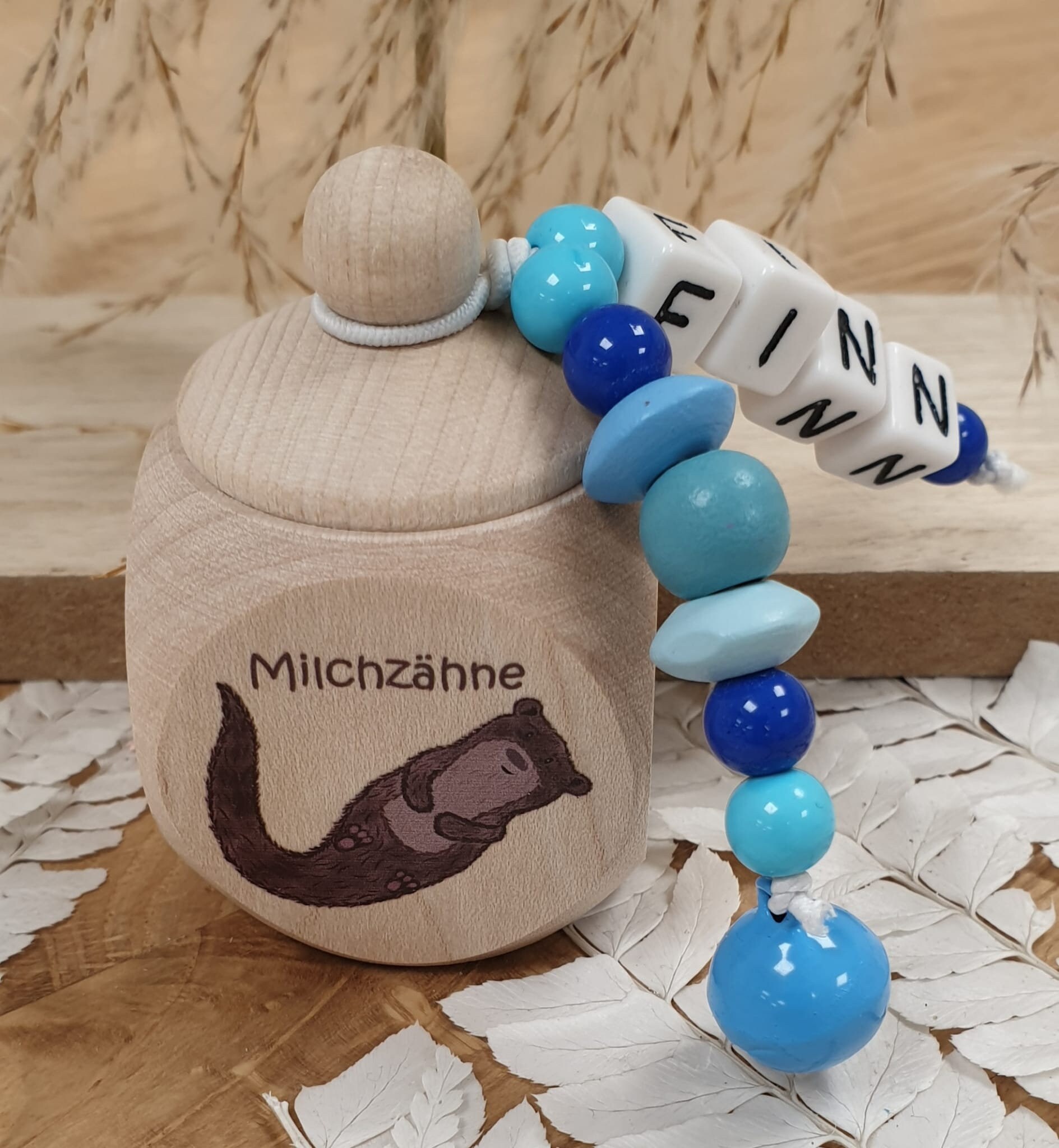 Zahndose Aus Holz Otter - Personalisiert Zur Aufbewahrung Der Milchzähne von meinkerzenshop