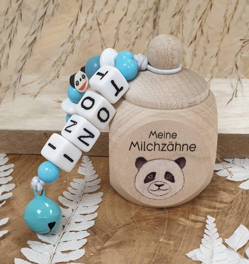 Zahndose Aus Holz Panda - Personalisiert Zur Aufbewahrung Der Milchzähne von meinkerzenshop