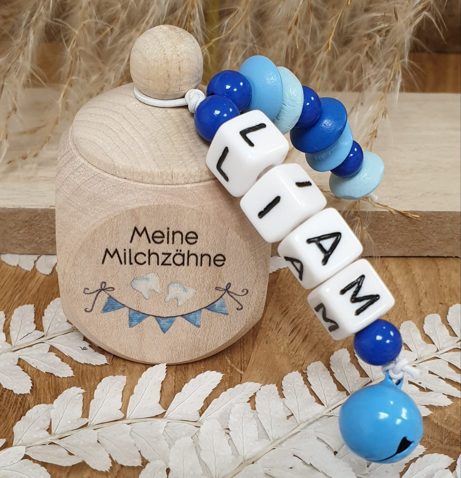 Zahndose Aus Holz Wimpel - Personalisiert Zur Aufbewahrung Der Milchzähne von meinkerzenshop