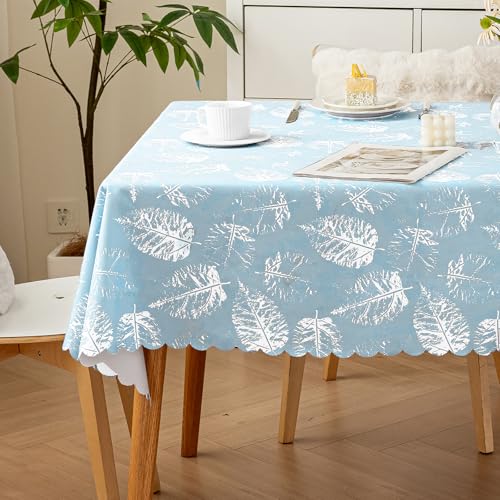 meioro Polyester Tischdecke, Abwaschbar Lotuseffekt Tischtuch, 100x160cm Rechteck Wasserabweisend Tischtücher, Wasserdicht Dekorative Tischabdeckung Schutz für Haus Küche Picknick Dekorationen(Blau) von meioro