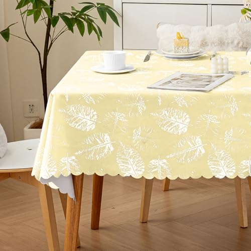 meioro Polyester Tischdecke, Abwaschbar Lotuseffekt Tischtuch, 100x160cm Rechteck Wasserabweisend Tischtücher, Wasserdicht Dekorative Tischabdeckung Schutz für Haus Küche Picknick Dekorationen(Gelb) von meioro