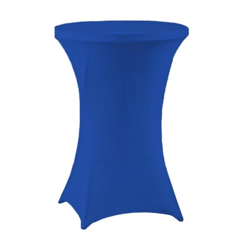 meioro Stretch Stehtischhusse Ø 80cm Polyester Enge Tischdecke, Abwaschbar Rund Husse, Faltenresistente Hussen mit Verstärkung Fußbereich Geeignet für Events Hochzeiten Partys(Marineblau,60Dx110H cm) von meioro