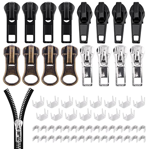 melebellot 57 Stück Reissverschluss Reparatur Set, #5 Metall Reißverschluss Reparatur Set, ReißVerschluss Schieber, Ersatz Zipper für Jacken, Taschen, Mantel, Schlafsack von melebellot