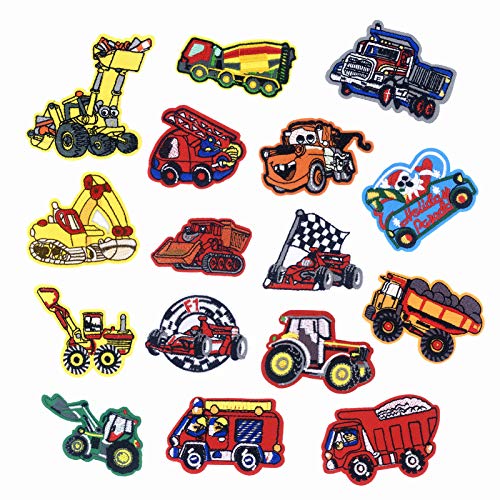 16pcs Patches zum Aufbügeln Patch Sticker Cars Bügelflicken Jungen Kinder Bügelbilder Patches Set Sewing Applique für T-Shirt Jeans Kleidung Taschen von mellystore