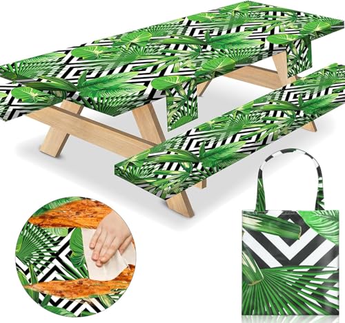 memKiya Picknick-Tischabdeckung mit Bankabdeckungen für Outdoor-Camping-Essentials, elastische Tischdecke, Reisezubehör, Wohnmobil-Ausrüstung, Zubehör, Wohnmobil-Dekoration, Glamping-Notwendigkeiten von memKiya