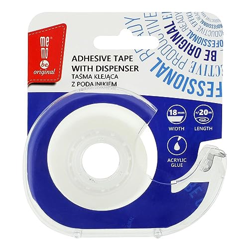 memobe Amex Klebeband - Transparente Allzweckband - Schule Büro Arbeit - Klebefilm beständig haltbar - klarer Tesafilm mit Akrylkleber - Mehrzweck Klebe Rollen - 18mm x 20m mit Blisterschale von memobe