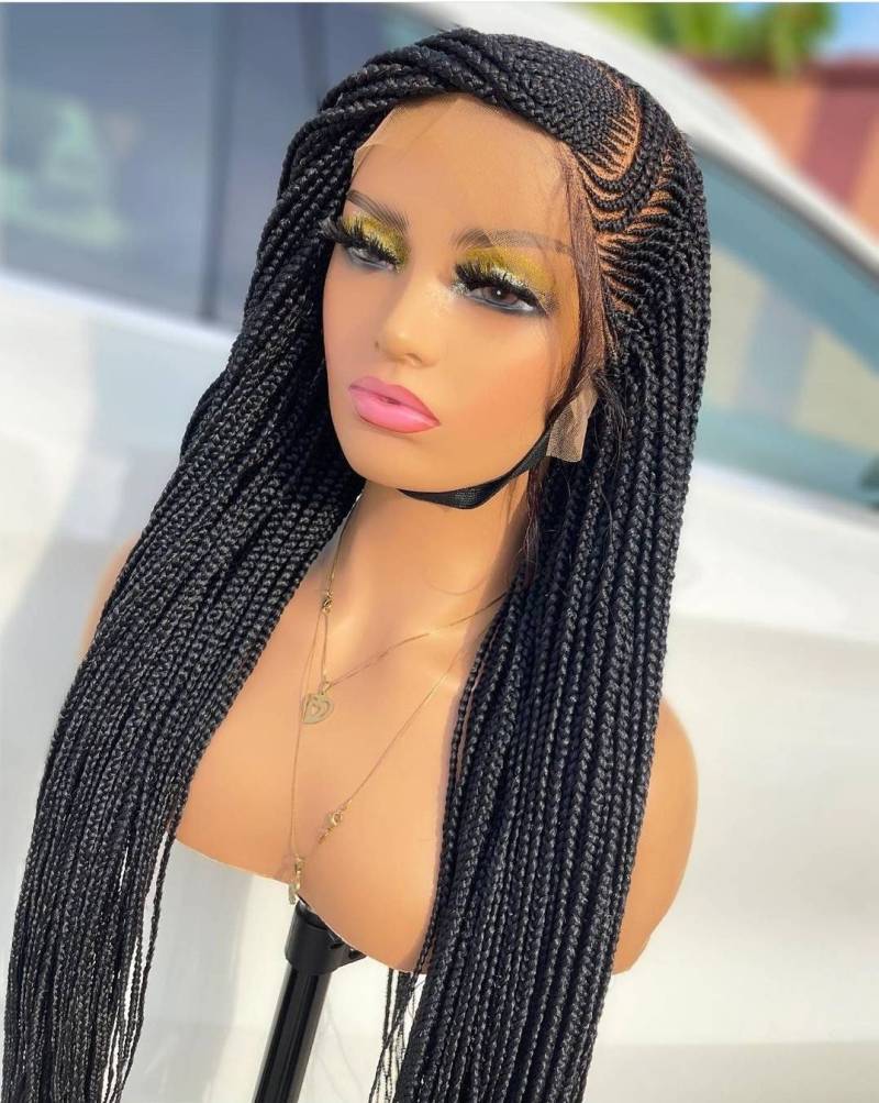 Geflochtene Perücke, Cornrow Perücke Box Geflochtene Ombre Perücken Leidenschaft Twists Faux Locs Goddess Senegalese Lace Front von merithairs